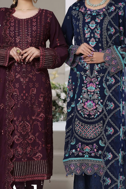 Em saybroidered Organza with Printed Silk Inner & Fancy Clutch