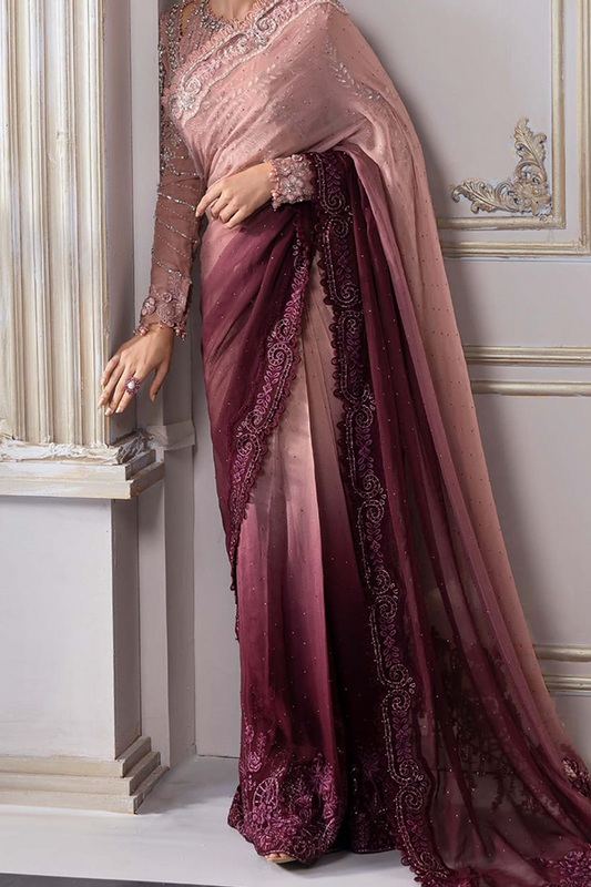 Maria B Luxury Net Hand Work Embroidered Saree Stitched