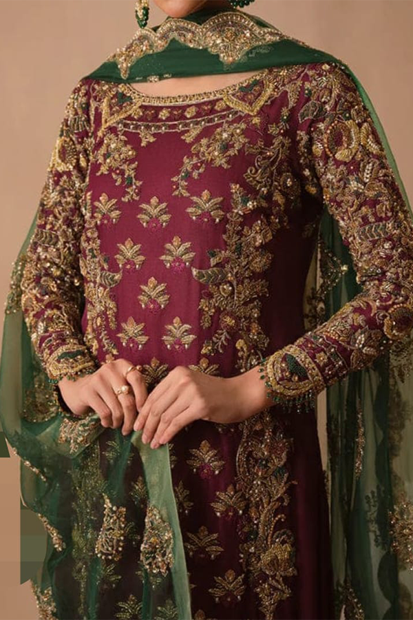 Abeera Usman Raw Silk Handwork Embroidered 3 Pcs Stitched