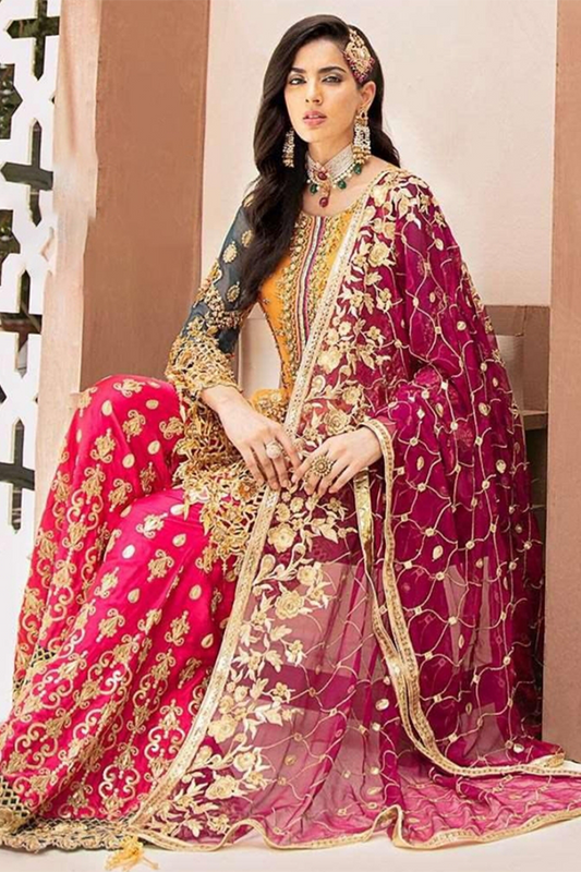 Emaan Adeel Elegant Bridal Collection Luxury Chiffon Dress 3 Piece Unstitched