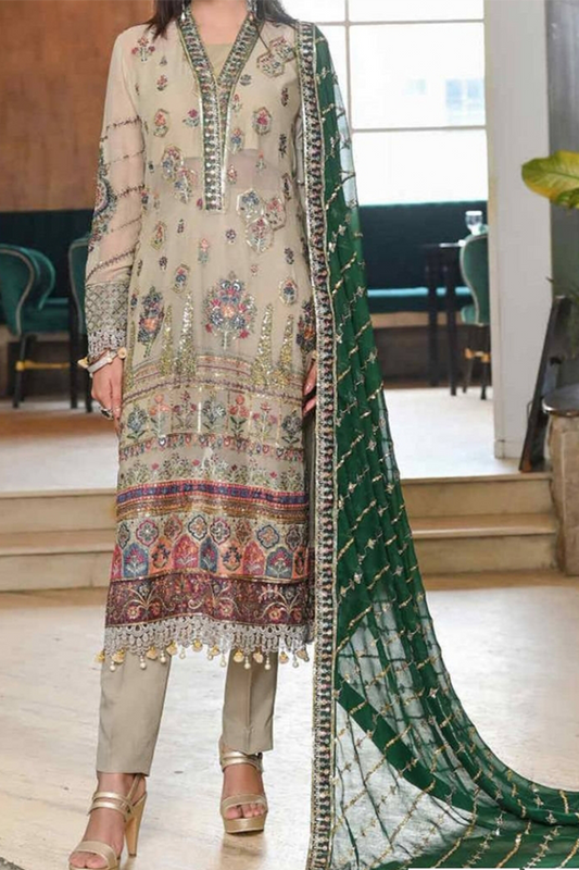 Baroque Chantelle Embroidered Luxury Chiffon 3 Piece Unstitched