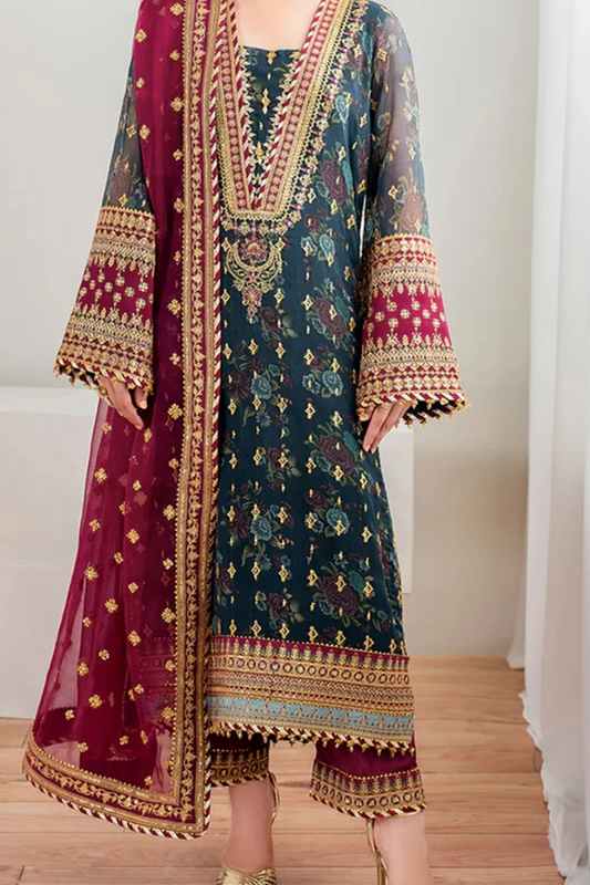 Roque Luxury Chiffon Embroidered Dress Piece Unstitched