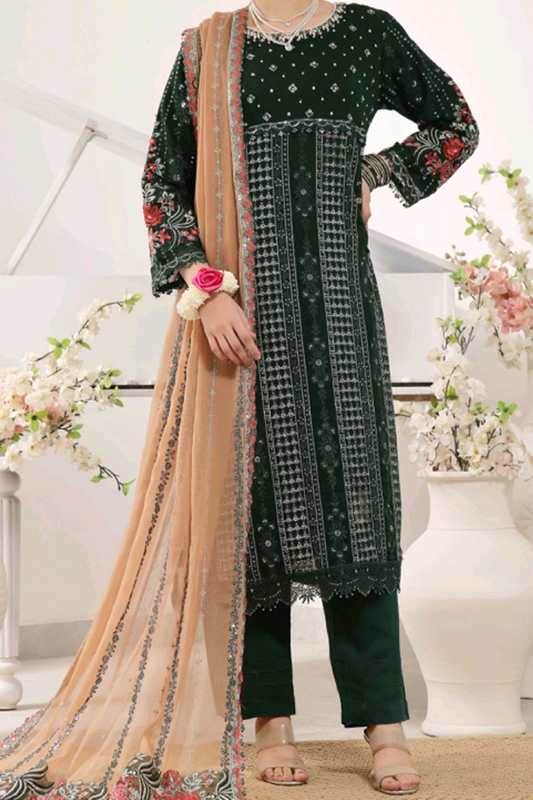 Luxury Embroidered Chiffon Collection With Exclusive Adda Takaai Chiffon