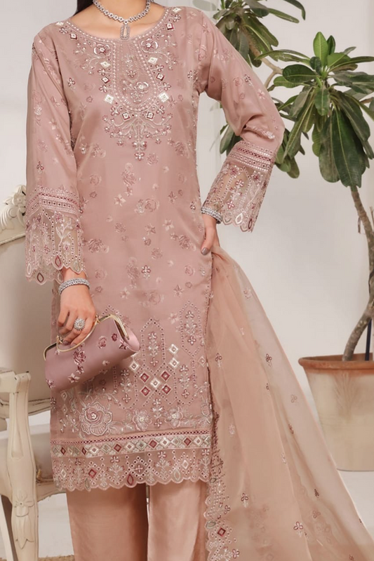 Em saybroidered Organza with Printed Silk Inner & Fancy Clutch