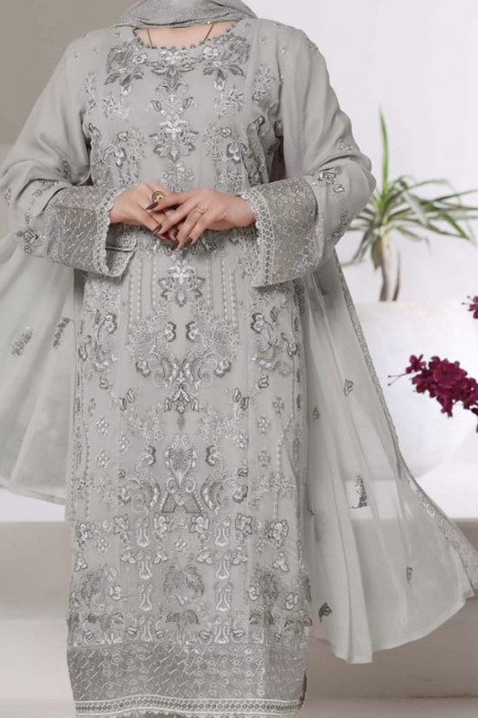 Em saybroidered Organza with Printed Silk Inner & Fancy Clutch